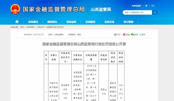 十大合法配资 虚列费用套取资金、跨省承保安责险业务 平安财险山西分公司被罚